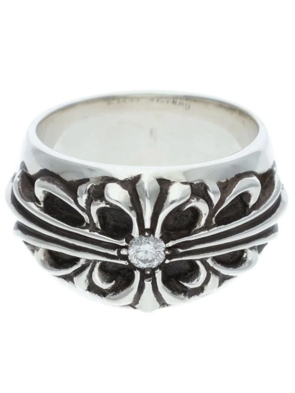 Chrome Hearts Flrl Crs Floral Cross Silver Ring